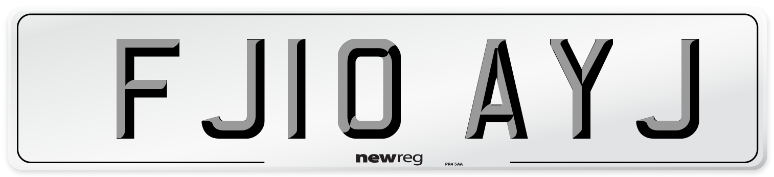 FJ10 AYJ Number Plate from New Reg